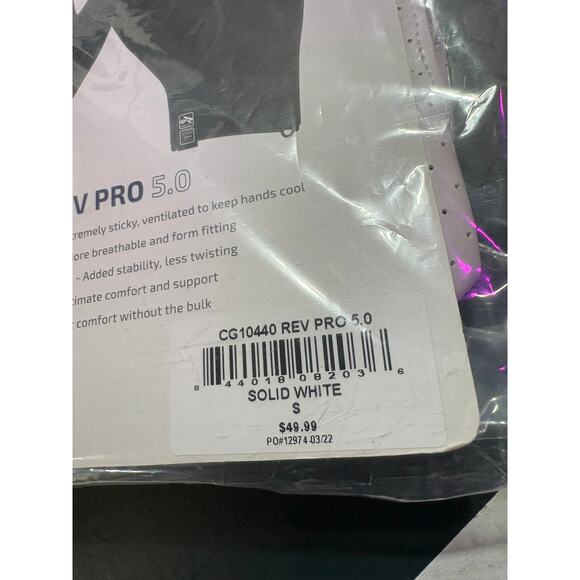 Mens Small Cutters Rev Pro 5.0 Solid White Receiver WR Gloves - Picture 2 of 4